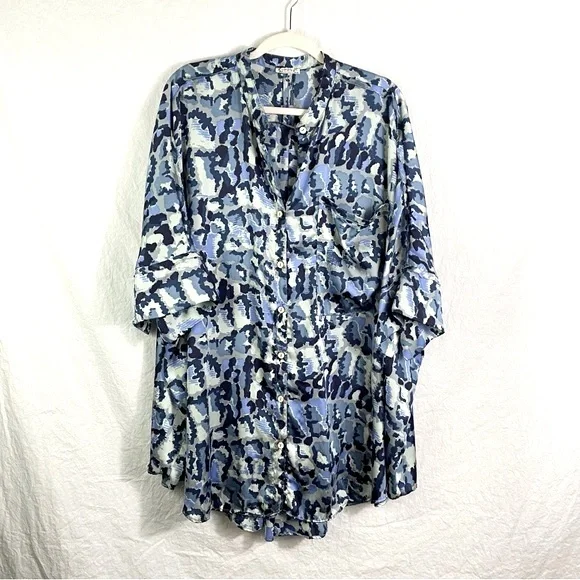 Free People - Goddess Sleep Shirt - Blue Print Large - Picture 3 of 10